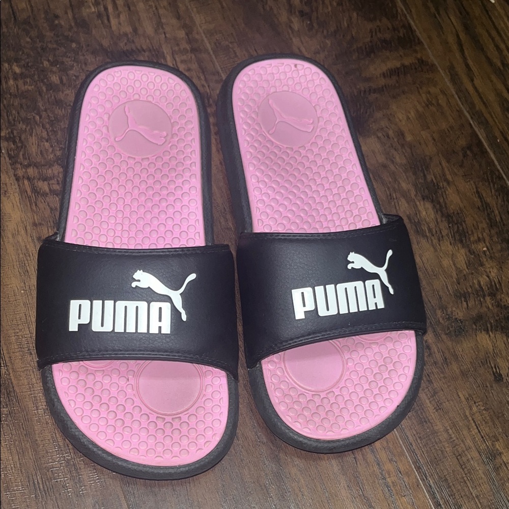 Puma Black and Pink Slide Sandals